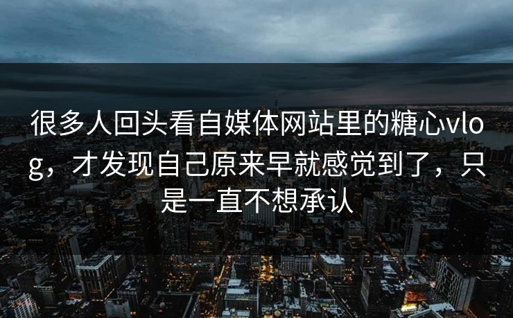 很多人回头看自媒体网站里的糖心vlog，才发现自己原来早就感觉到了，只是一直不想承认