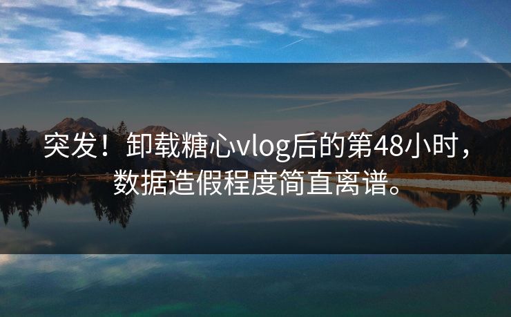突发！卸载糖心vlog后的第48小时，数据造假程度简直离谱。